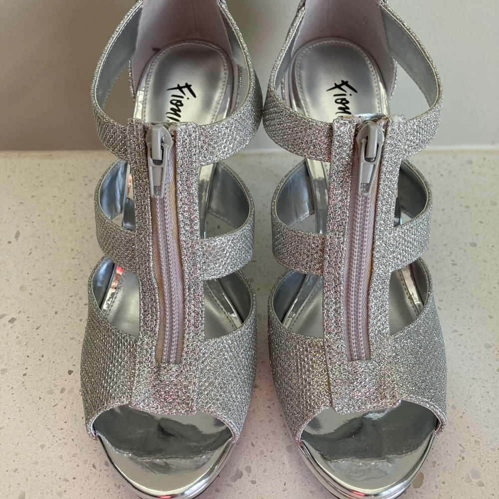 Silver glittery heels